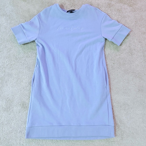 Armani Exchange Cursive Logo Sweatshirt Dress A/X lavender Size M NWOT - Picture 5 of 7